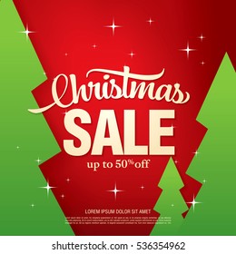 christmas sale banner, vector illustration