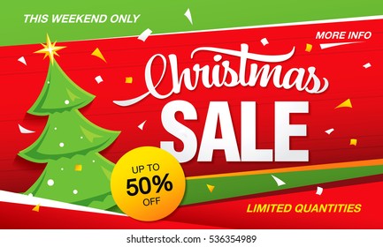christmas sale banner, vector illustration