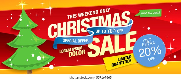 Christmas sale banner, vector illustration