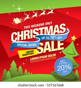 Christmas sale banner, vector illustration