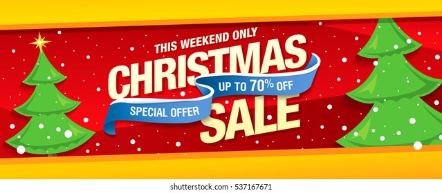 Christmas sale banner, vector illustration