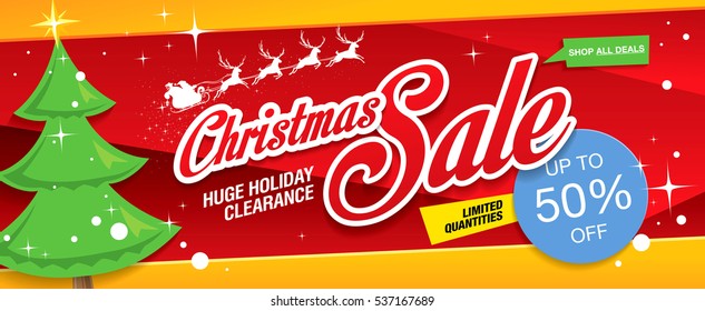 Christmas sale banner, vector illustration