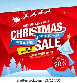 Christmas sale banner, vector illustration