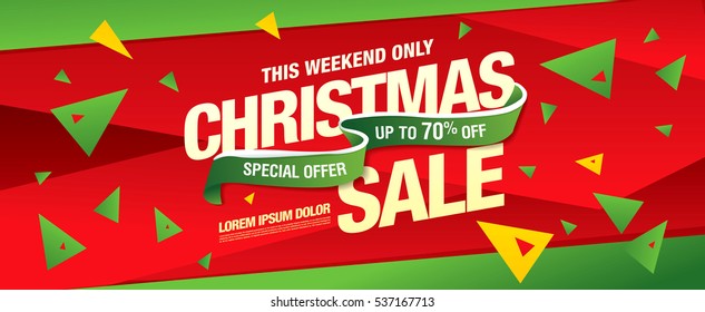 Christmas sale banner, vector illustration