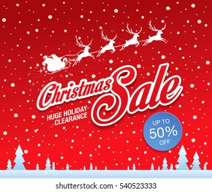 Christmas sale banner, vector illustration