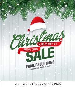 Christmas Sale Banner, Vector Illustration