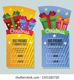 christmas sale banner vertical christmas gift box vector illustration
