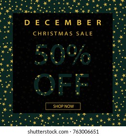 Christmas sale banner,poster,flyer template.Winter sparkle pattern background.Vector illustration.