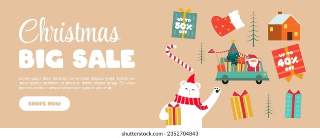 Christmas sale banners. Vector for product promotion and marketing at Christmas