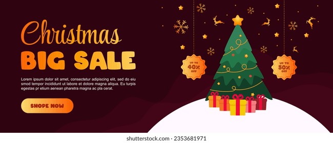 Christmas sale banners. Vector for product promotion and marketing at Christmas