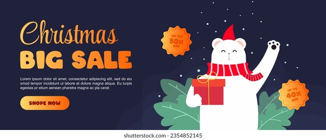 Christmas sale banners. Vector for product promotion and marketing at Christmas