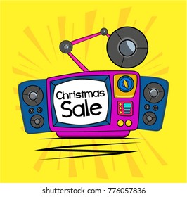 Christmas Sale, Beautiful greeting card poster with vintage style