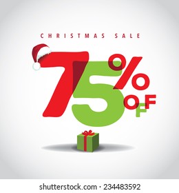 Christmas sale big bright overlapping design 75% off EPS 10 vector stock illustration