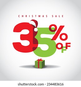 Christmas sale big bright overlapping design 35% off EPS 10 vector stock illustration