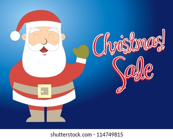 Christmas sale with big santa over white background