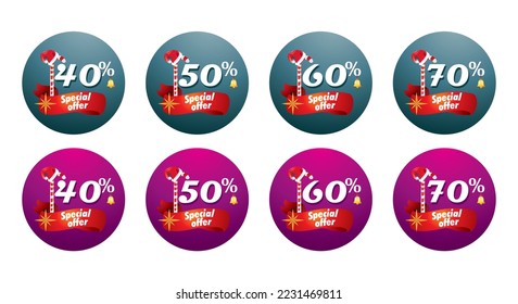 The Christmas sale, boxing day sale and winter sale design vector for banner and others. Discounts up to 40, 50, 60, 70 percent. 