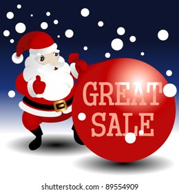 Christmas sale card with Santa