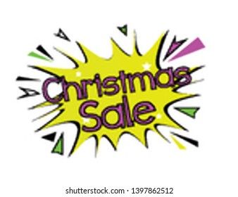 christmas sale with cloud or bubble pop art comic style