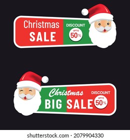Christmas sale collection Red and green tag banner for web promotion sale discount vector illustration