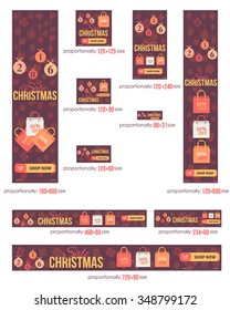 Christmas Sale Concept Vector Background, Standard 10 Sizes Website Banners Illustration Collection
