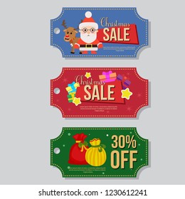 christmas sale coupon template santa claus gift sacks