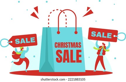 Christmas Sale Creative Scene - Flat Illustration