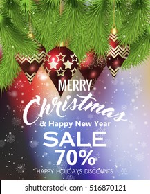 Christmas sale design with Christmas balls. 