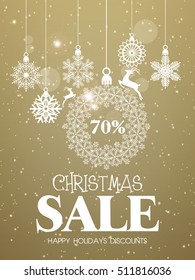 Christmas sale design with Deer and snowflake

