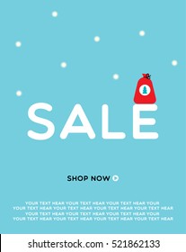 Christmas sale design with Santa Claus sack. Vector illustration. 
