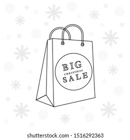 Christmas Sale design template with realistic shopping eco bag