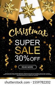 Christmas sale design template. Vector poster background.