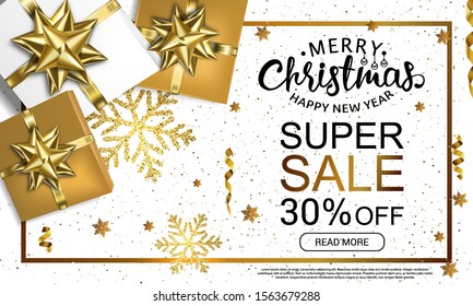 Christmas sale design template. Vector poster background.