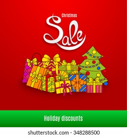 Christmas sale design template. Vector illustration 