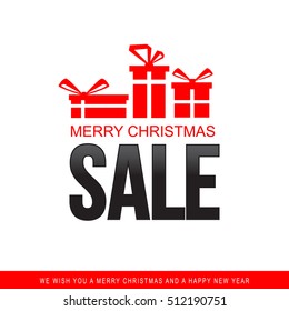 Christmas sale design template. Vector illustration, flat modern design.