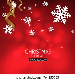 Christmas sale design template. Vector illustration, special offer shopping illustration.