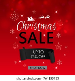 Christmas sale design template. Vector illustration, special offer shopping illustration.
