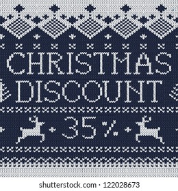 Christmas Sale: Discount 35% (Scandinavian style seamless knitted pattern with deers)