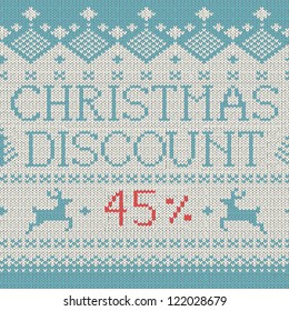 Christmas Sale: Discount 45% (Scandinavian style seamless knitted pattern with deers)