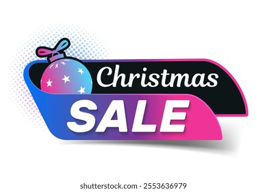 Christmas sale discount banner with christmas ball.
