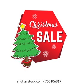 Christmas Sale Discount Banner. Discount offer price tag. Special offer sale red label. Vector Modern Sticker Illustration