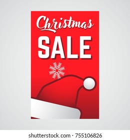 Christmas Sale Discount Banner. Discount offer price tag. Special offer sale red label. Vector Modern Sticker Illustration