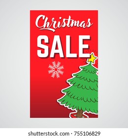 Christmas Sale Discount Banner. Discount offer price tag. Special offer sale red label. Vector Modern Sticker Illustration