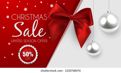 Christmas sale, discount banner, Winter off-sale vector illustration.