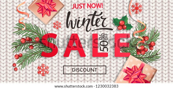 Christmas Sale Discount Clearance Offer New Stock Vector Royalty