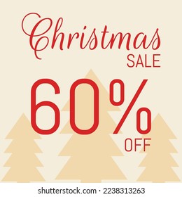 Christmas Sale discount. Special offer price signs, Discount 60% OFF