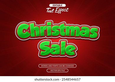 Christmas sale editable text effect with green color and red background