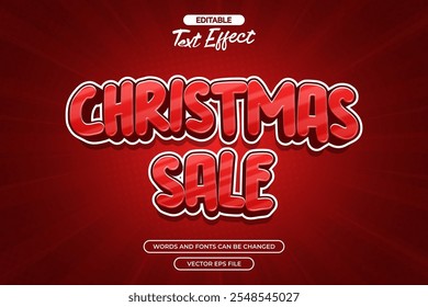 Christmas sale editable text effect with red gradient background