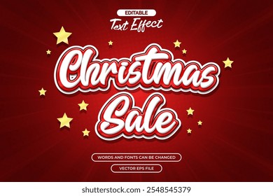 Christmas sale editable text effect with star decoration 