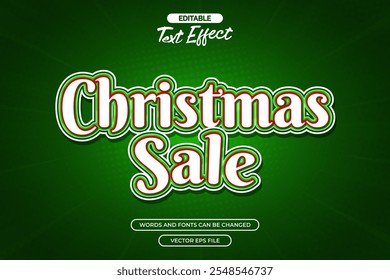 Christmas sale editable text effect with green background