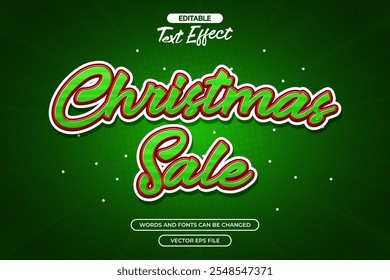 Christmas sale editable text effect with snow decoration and green background